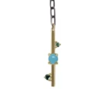 Plunge Necklace with Arizonian turquoise and Nigerian teal tourmaline, set on an adjustable recycled sterling silver chain. Perfect for stacking.