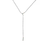 Plunge Necklace with Arizonian turquoise and Nigerian teal tourmaline, set on an adjustable recycled sterling silver chain. Perfect for stacking.