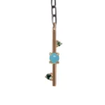 Plunge Necklace with Arizonian turquoise and Nigerian teal tourmaline, set on an adjustable recycled sterling silver chain. Perfect for stacking.
