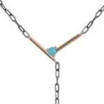 Plunge Necklace with Arizonian turquoise and Nigerian teal tourmaline, set on an adjustable recycled sterling silver chain. Perfect for stacking.