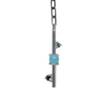 Plunge Necklace with Arizonian turquoise and Nigerian teal tourmaline, set on an adjustable recycled sterling silver chain. Perfect for stacking.