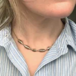Literal Series necklace by Philadelphia's Emily Chelsea Jewelry, featuring 18kt Fairmined and mercury-free gold, honoring miners' contributions.