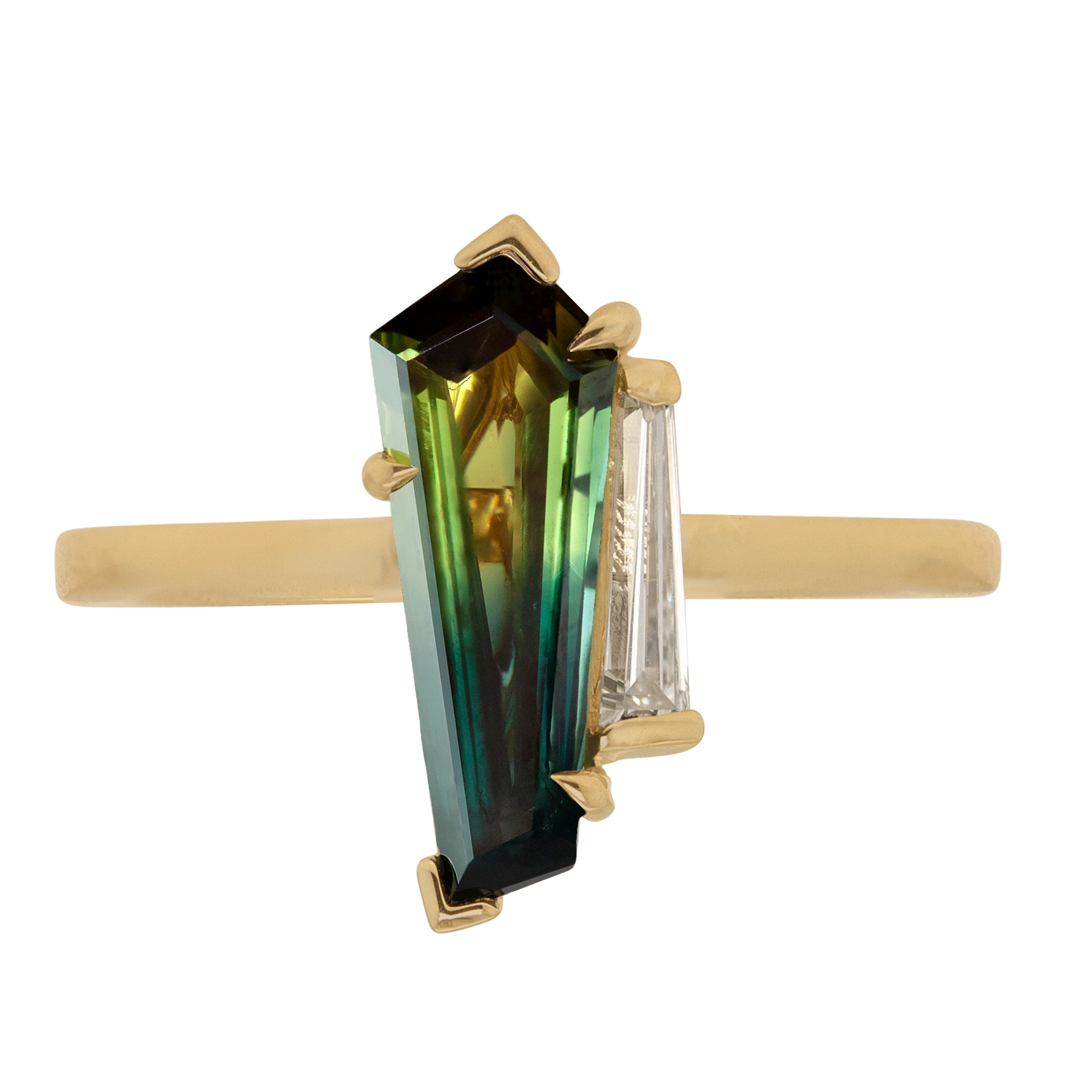 Custom Toi et Moi Bi-Color Sapphire & Baguette Diamond Ring