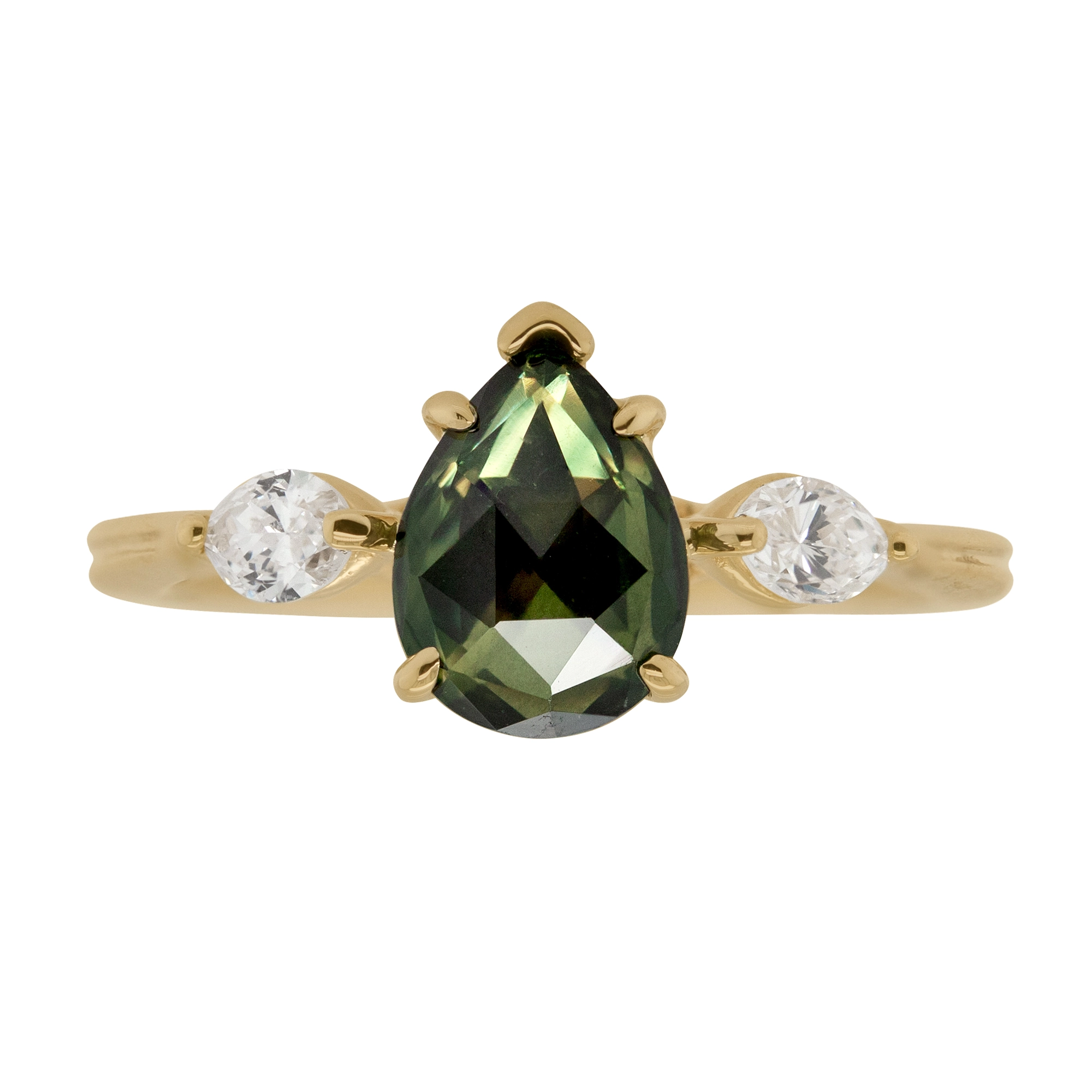 Custom Australian Sapphire & Marquise Diamond Ring