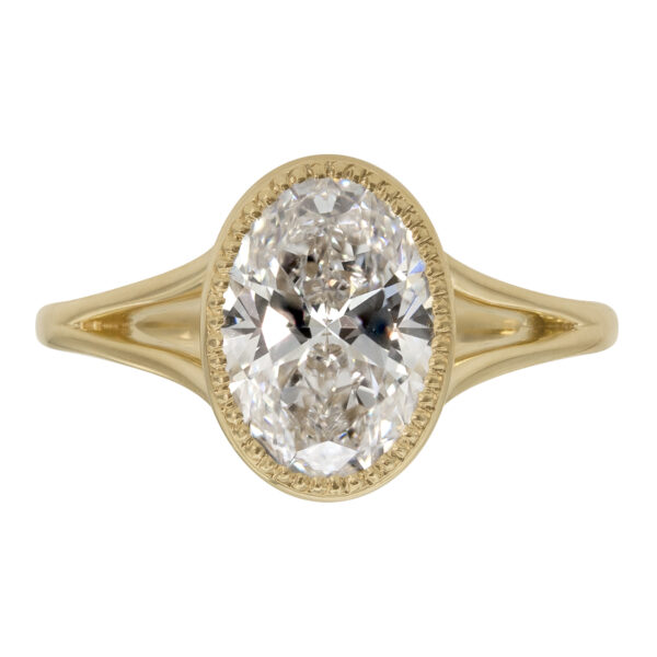 Custom Milgrain Bezel Split Shank Ring