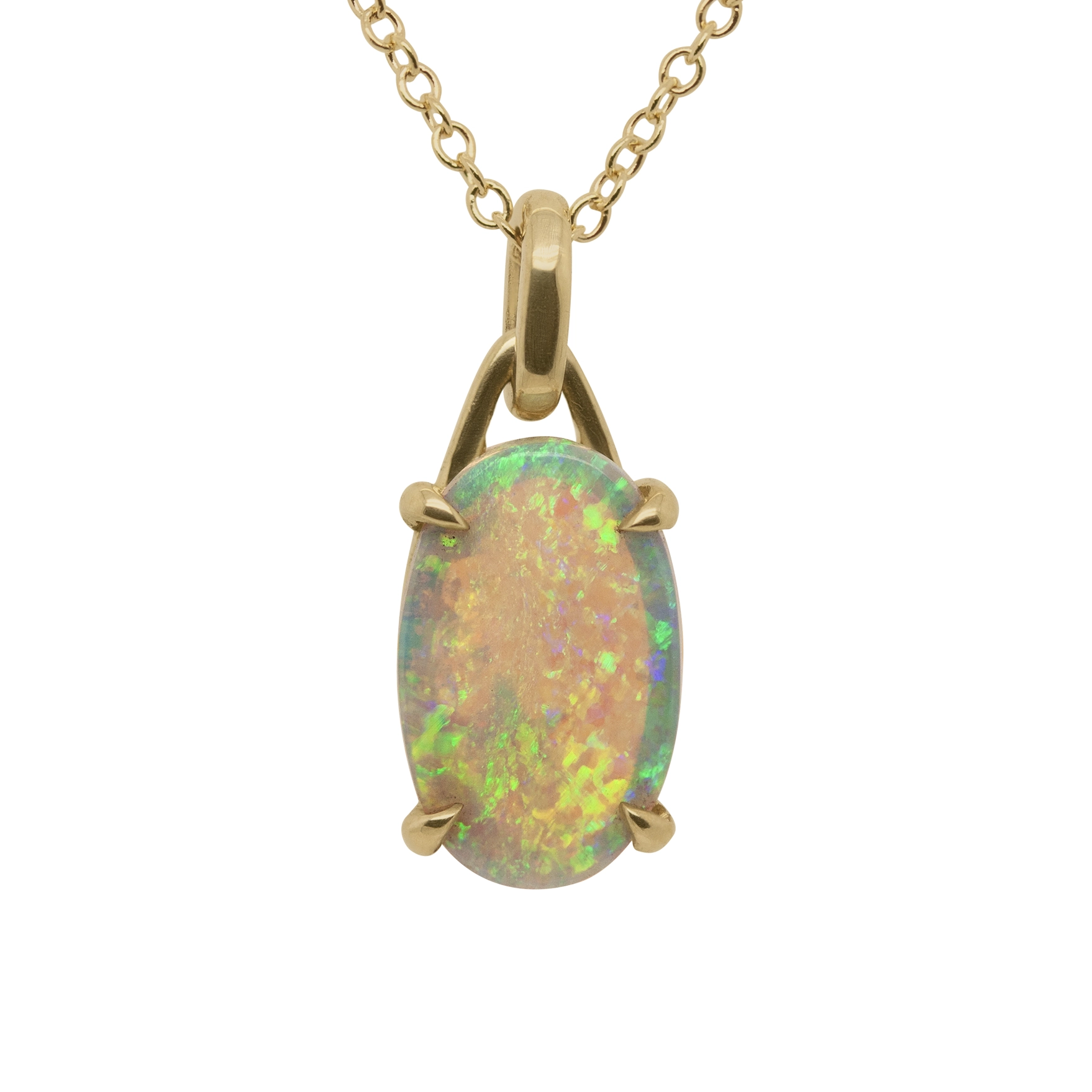 1.42ct Oval Opal Solitaire Necklace
