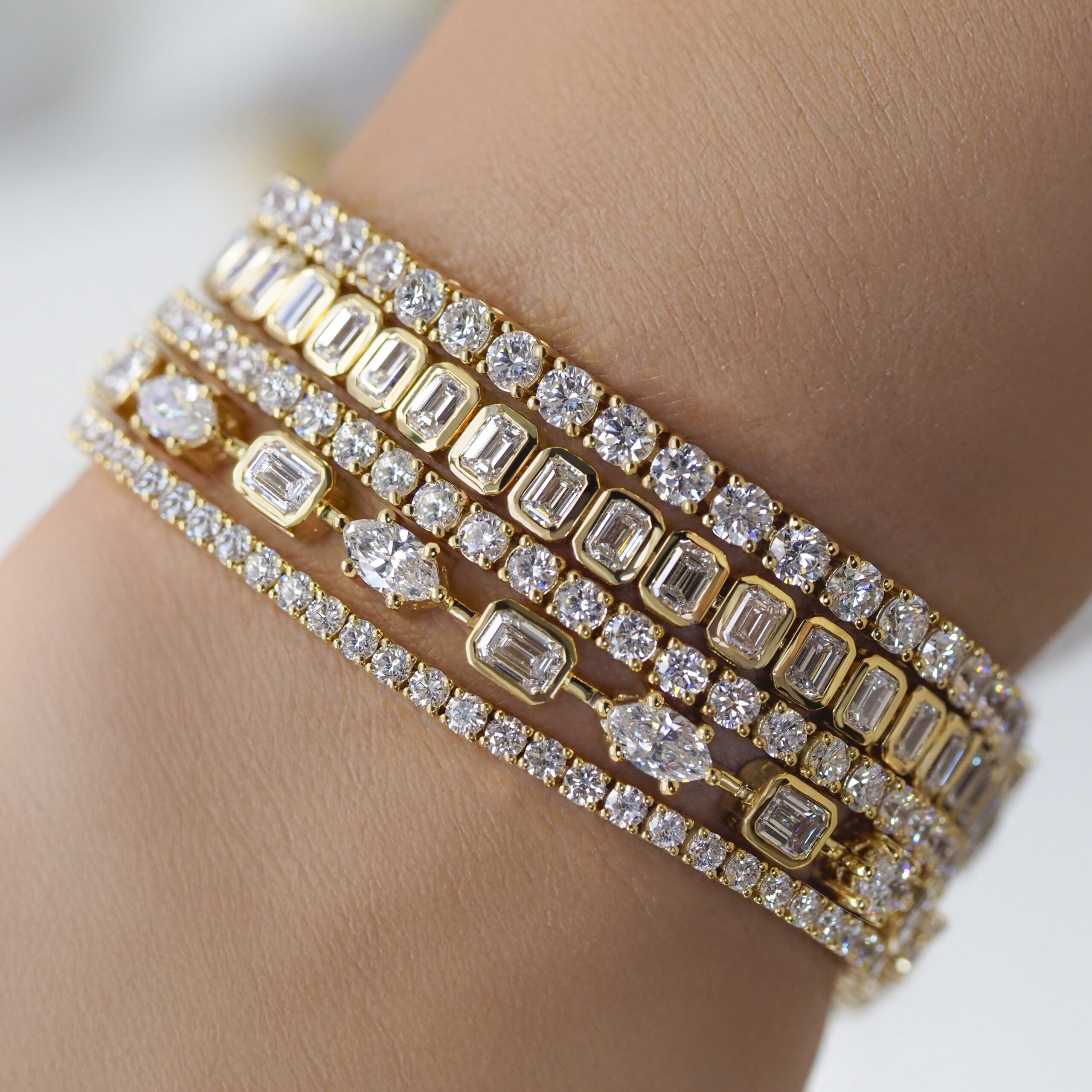 Mixed Shape Lab Grown Diamond Tennis Bracelet 7.25ctw - Emily Chelsea