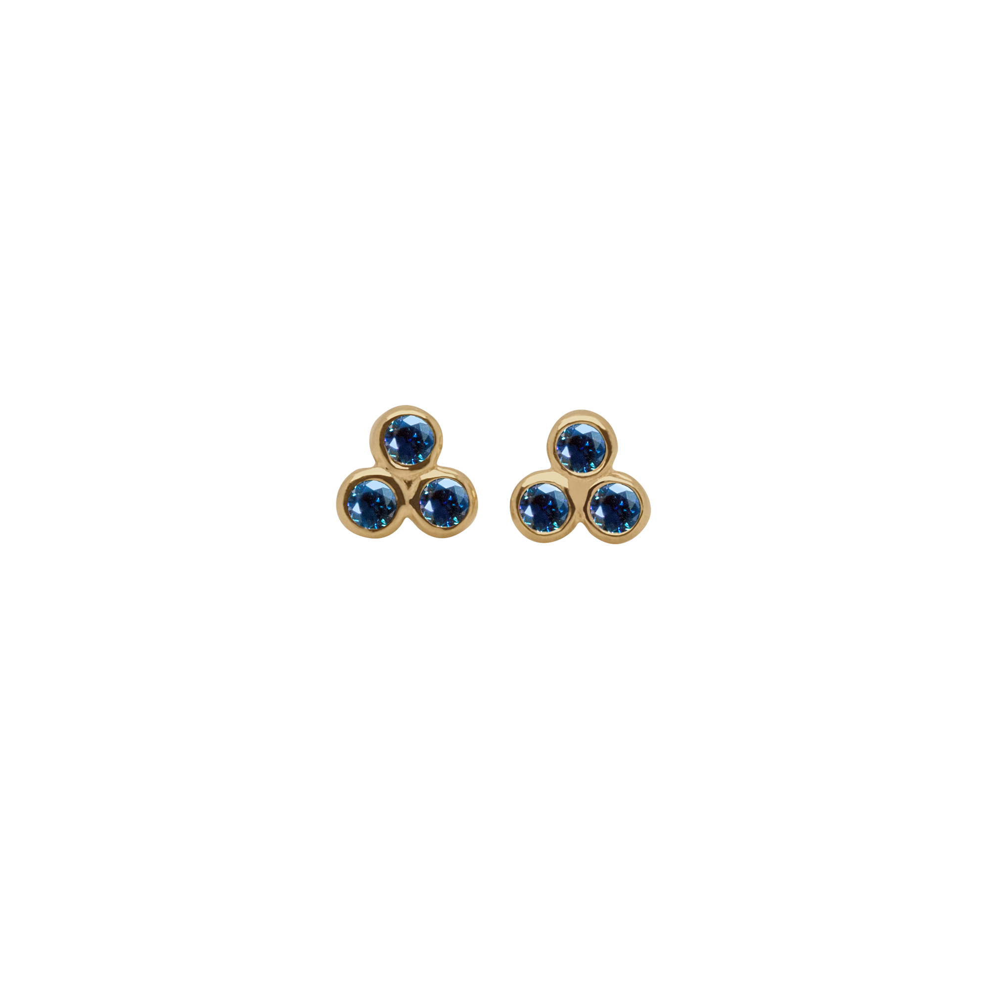 Blue Sapphire Trio Studs