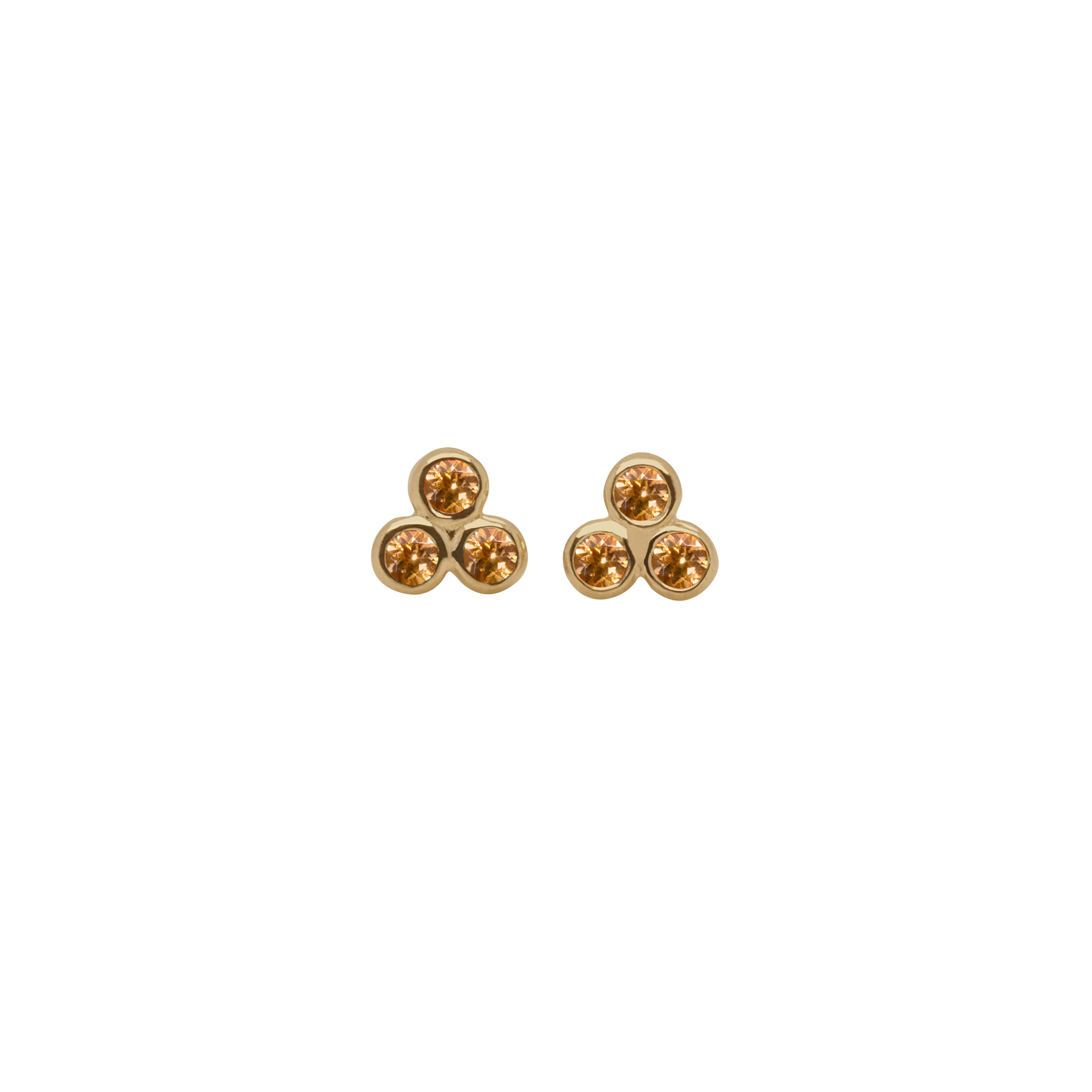 Orange Sapphire Trio Studs
