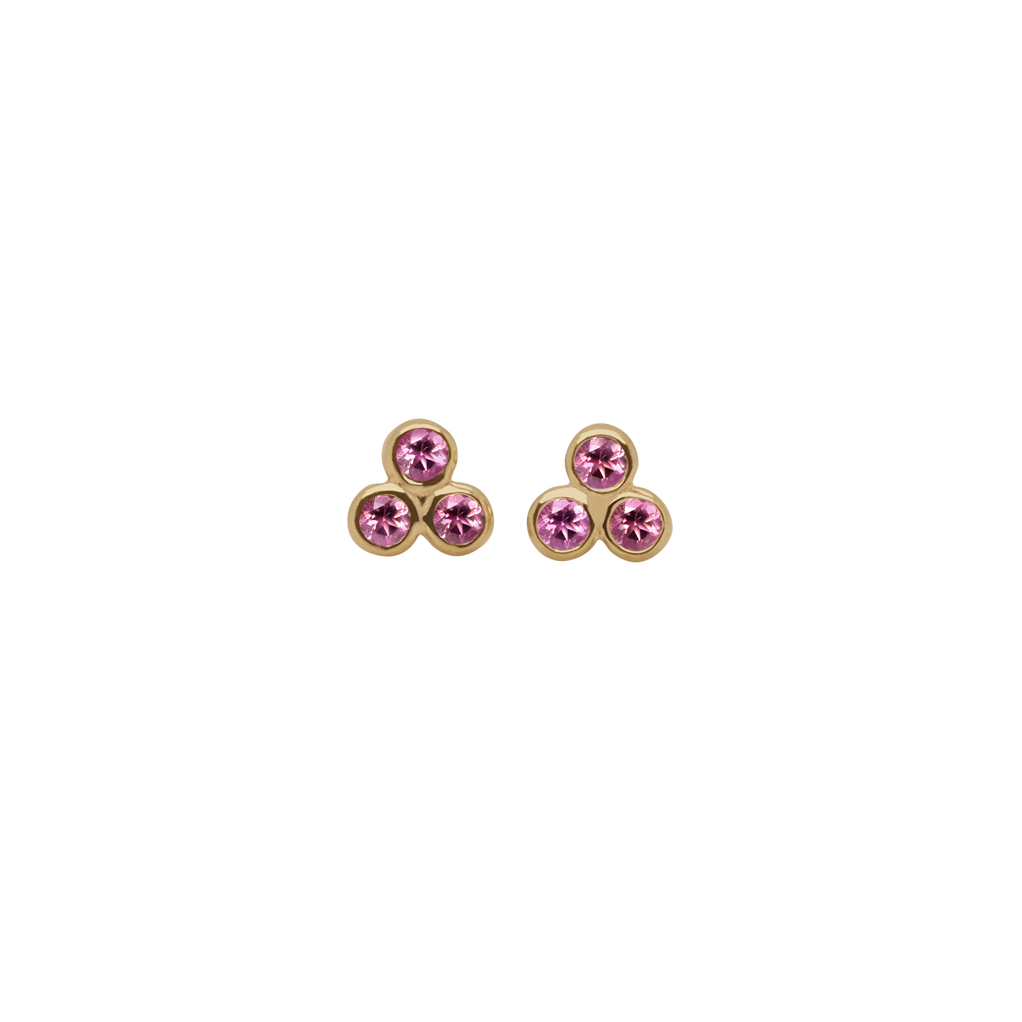 Pink Sapphire Trio Studs