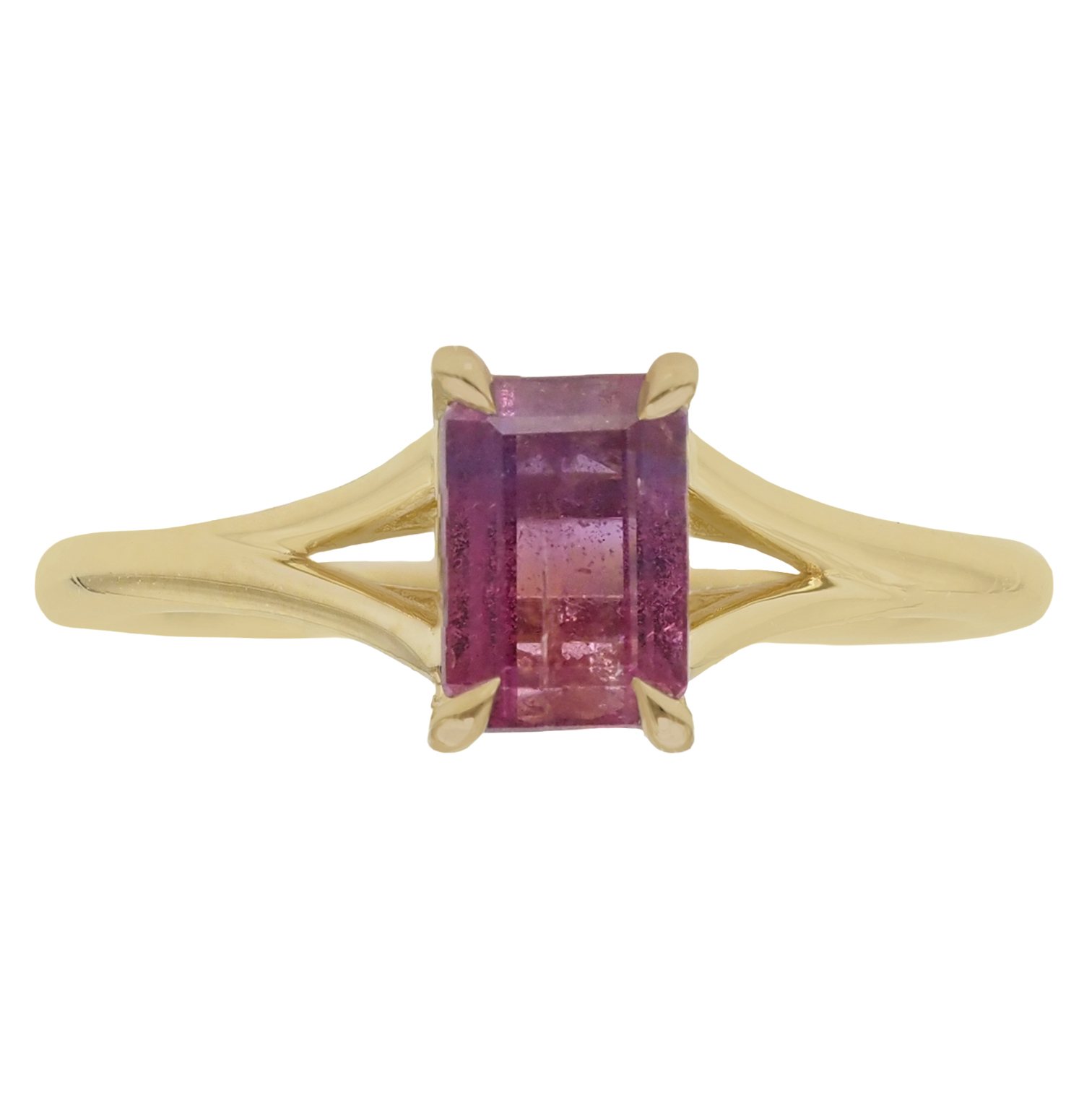 1.23ct Emerald Biparti Winza Sapphire Split Shank Ring