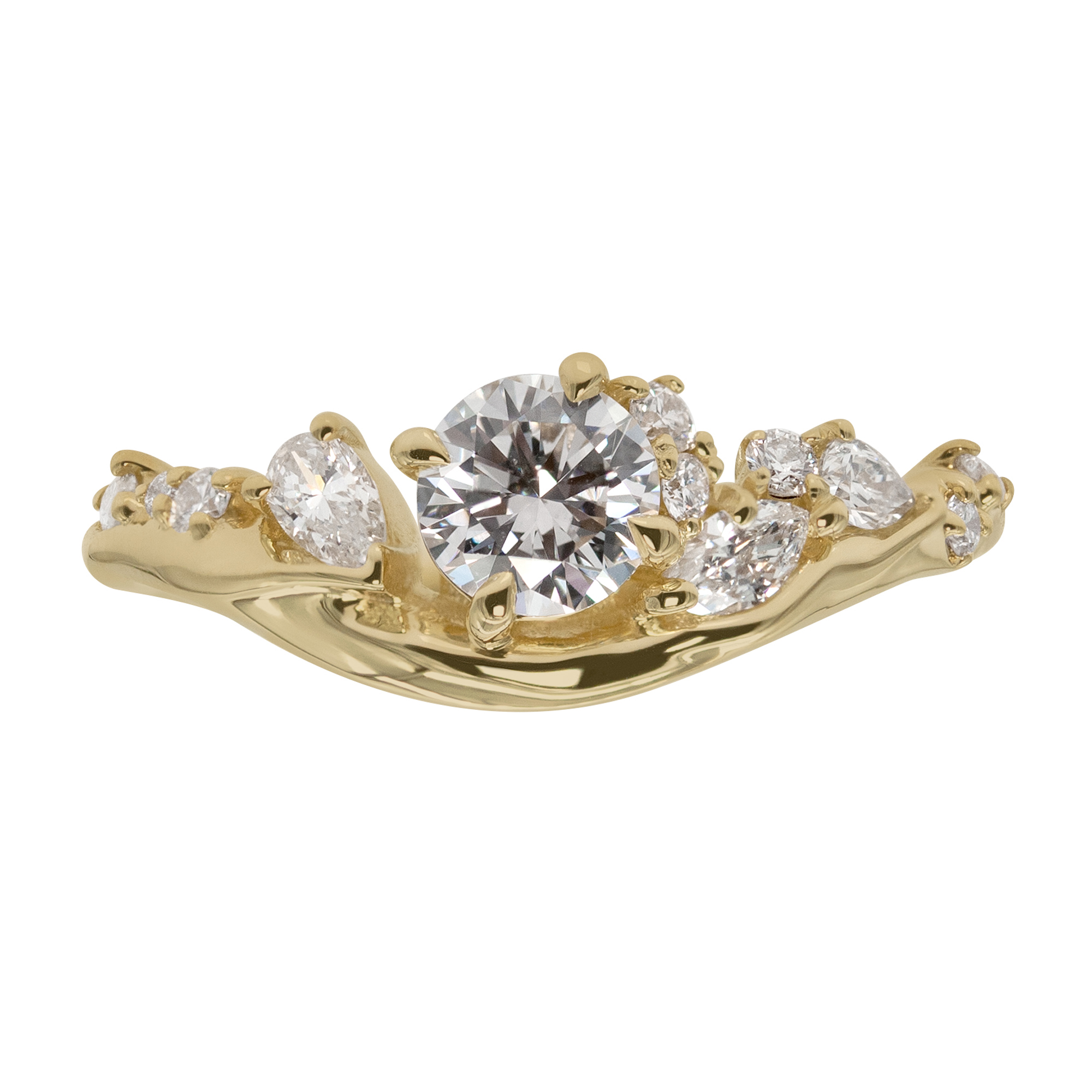 Custom Swooping Dip Diamond Engagement Ring