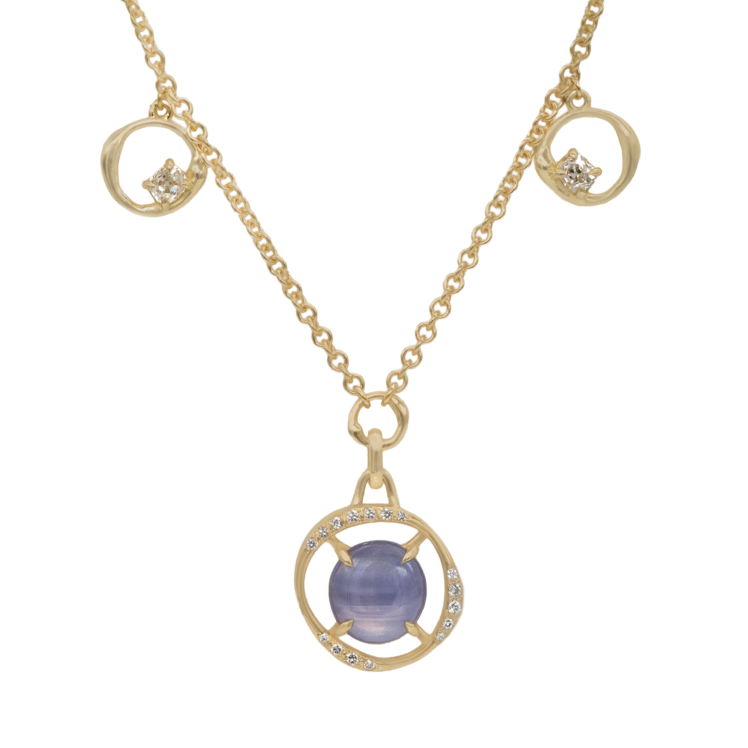 Stationed Open Aura Necklace With Sri Lankan Star Sapphire