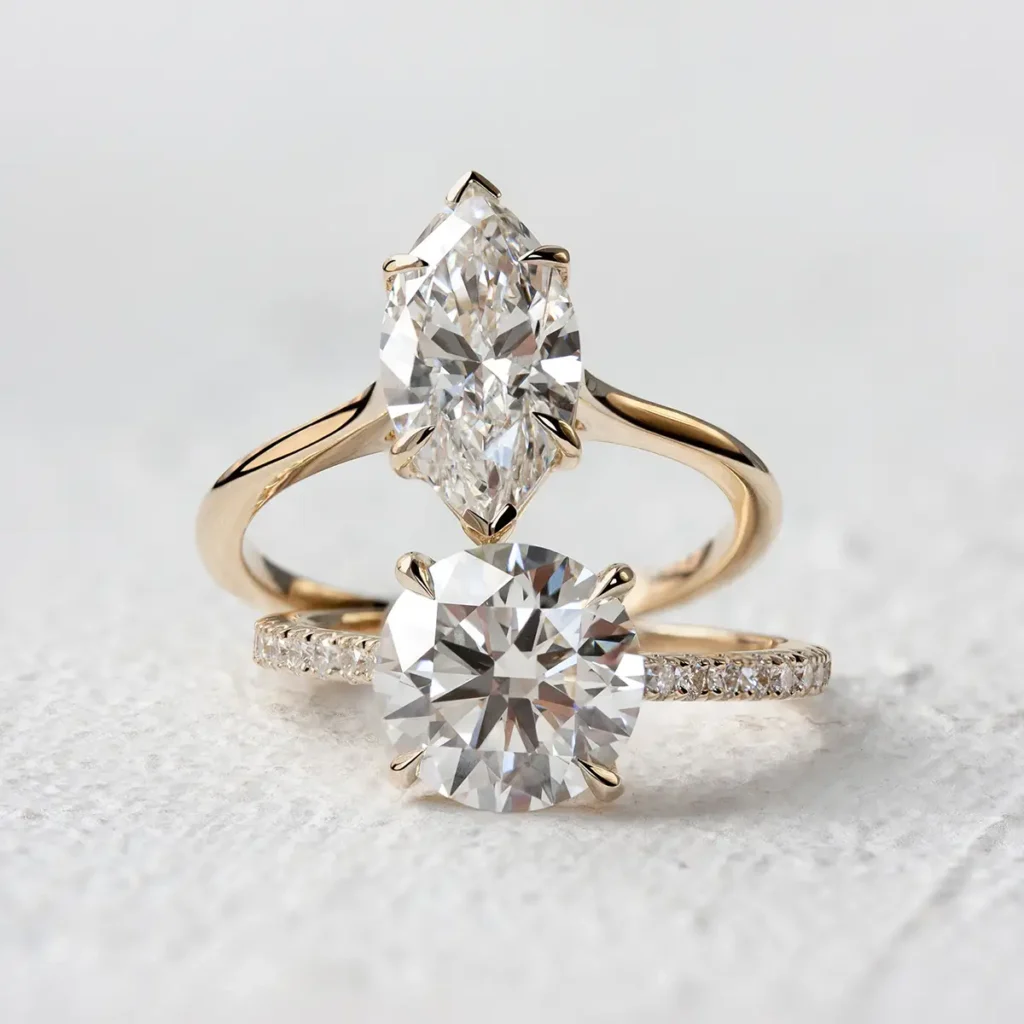 Emily Chelsea Jewelry lab-grown round and marquise diamond rings