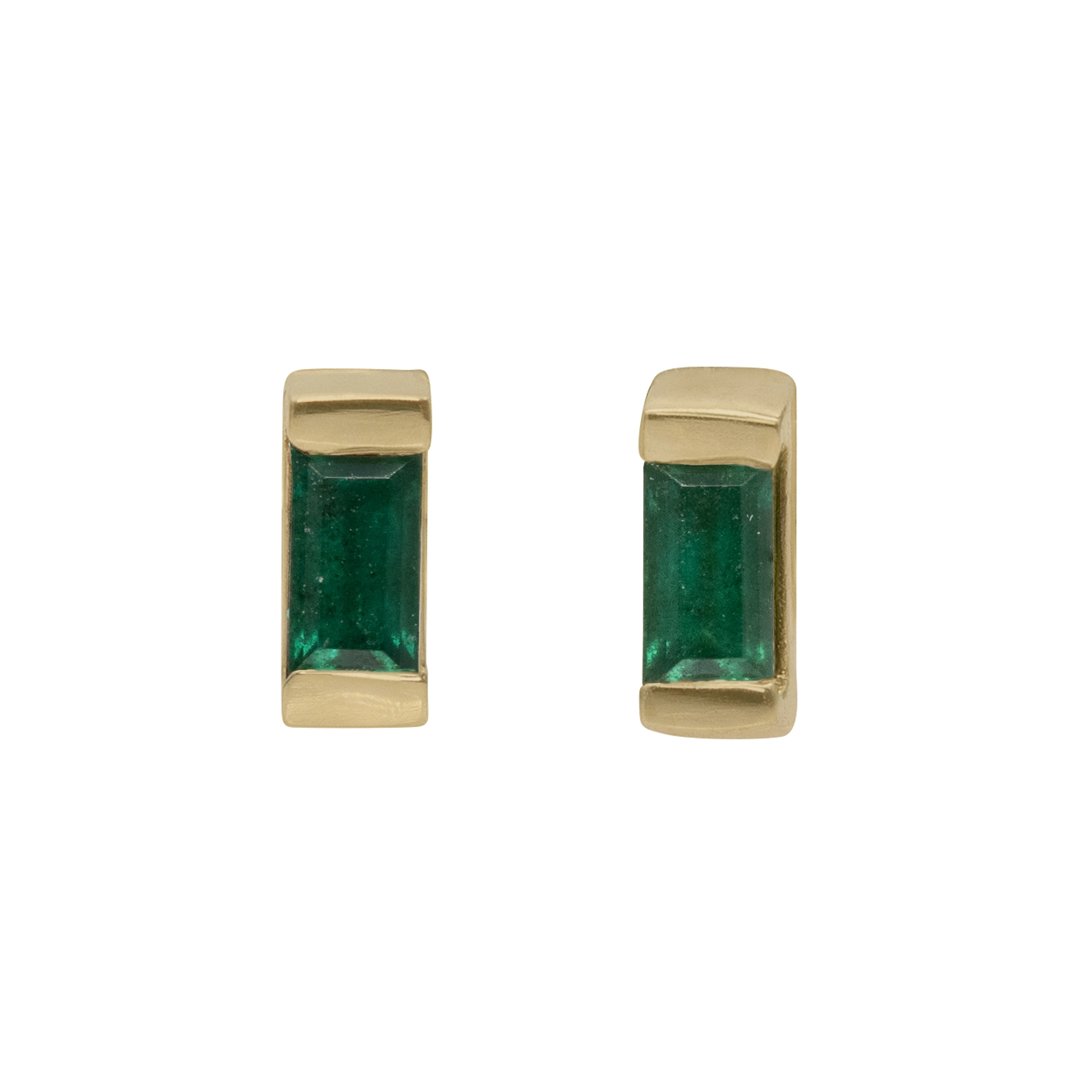 Small Bar Studs with Emeralds